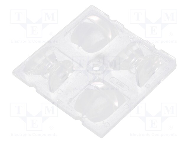 LED lens; square; transparent; H: 12.27mm; Outside dim: 50x50mm