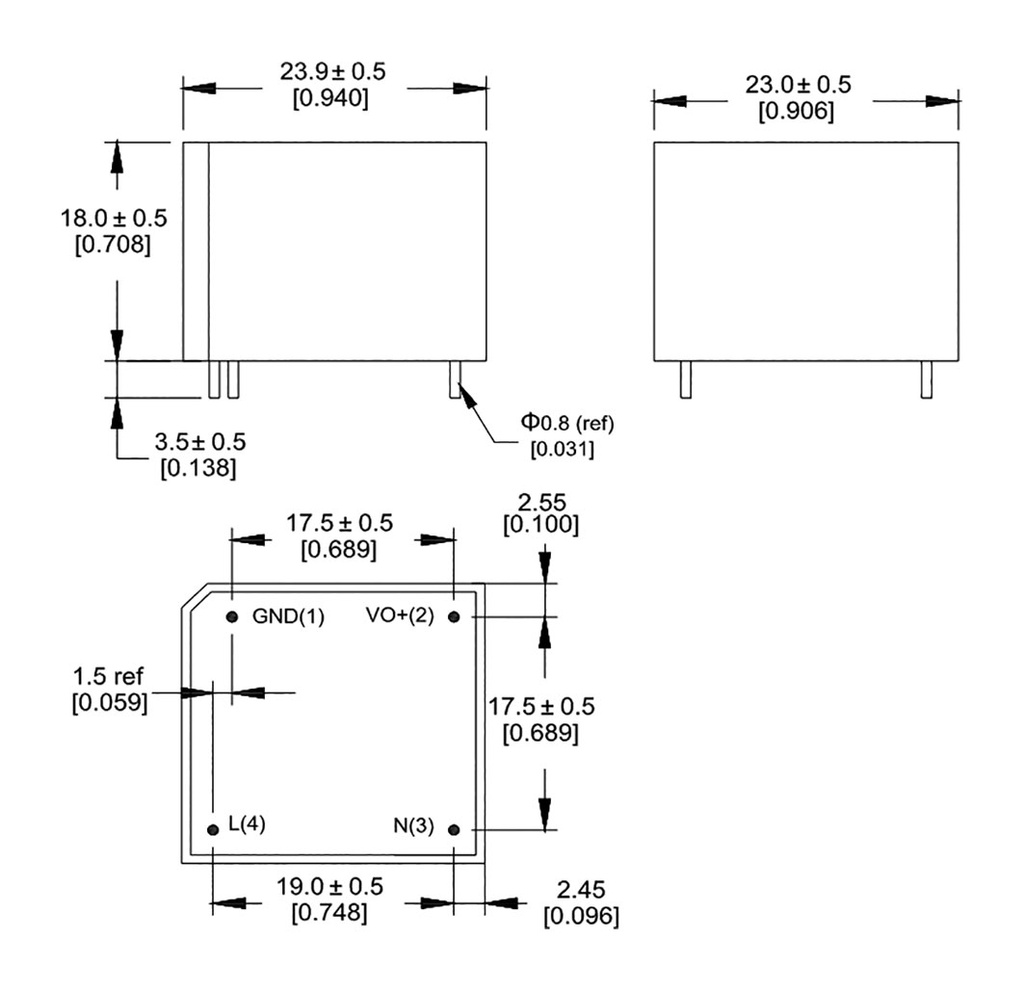 Converter: AC/DC; 3W; 85÷265VAC; Usup: 100÷370VDC; Uout: 18VDC; 65%