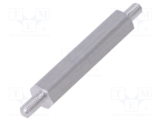 Screwed spacer sleeve; 30mm; Ext.thread: M3; hexagonal; aluminium