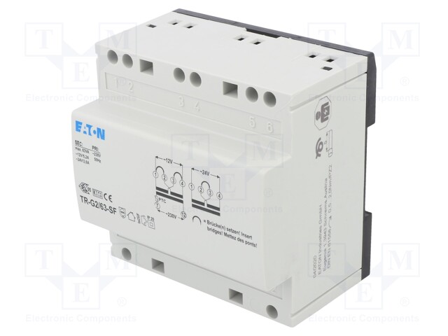 Transformer: bell; 63VA; 230VAC; 24V; Leads: terminal block; IP20