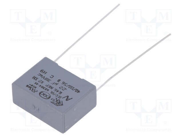 Capacitor: polypropylene; X2; 220nF; 15mm; ±20%; 18x7.5x13.5mm