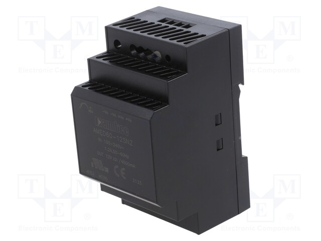 Power supply: switched-mode; 60W; 12VDC; 4.5A; 85÷264VAC; 175g