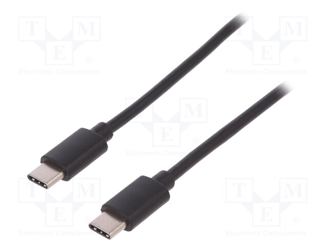 Cable; USB 2.0; both sides,USB C plug; nickel plated; 1.8m; black