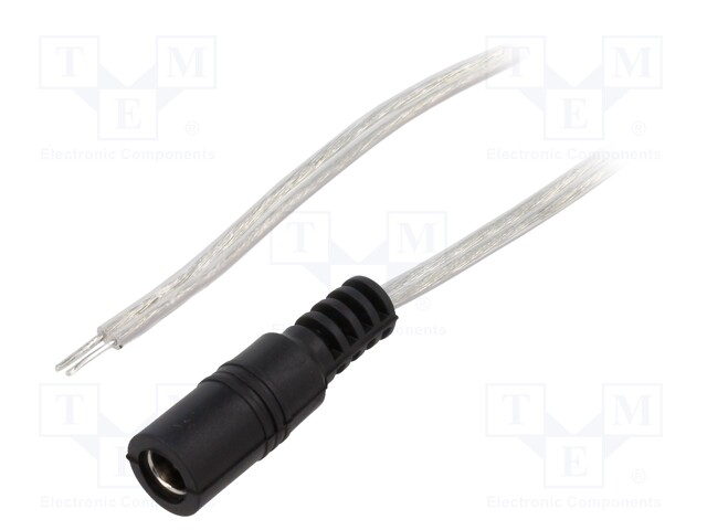 Cable; wires,DC 5,5/2,1 socket; straight; 0.5mm2; transparent