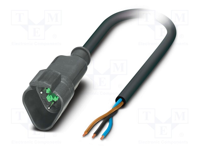 Connection lead; DT04-3P; PIN: 3; straight; 5m; plug; 48VAC; 8A; male