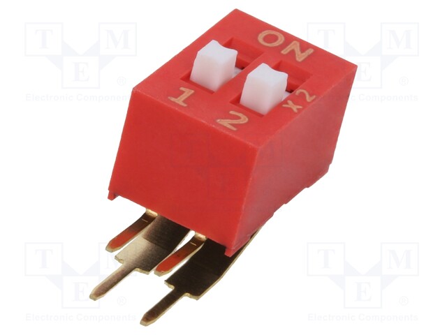 DIP SWITCH, SPST, 2CKT, 0.025A, 24V, THT