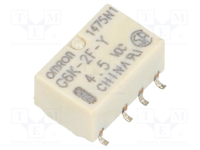 Relay: electromagnetic; DPDT; Ucoil: 4.5VDC; 0.3A/125VAC; 1A/30VDC