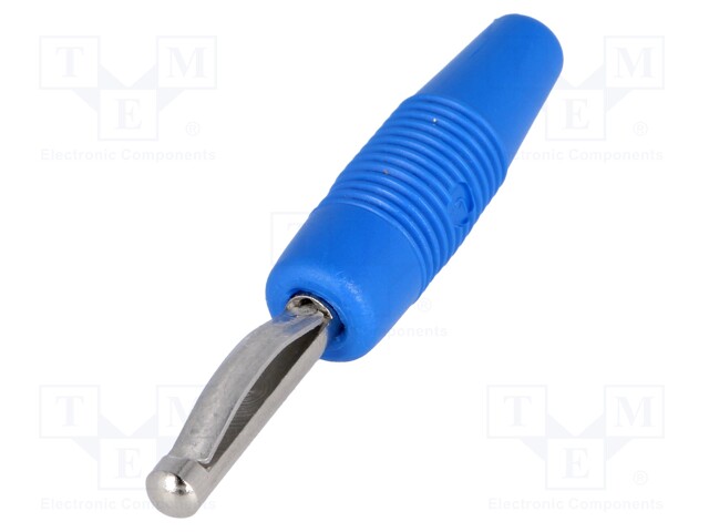 Plug; 4mm banana; 30A; 60VDC; blue; 3mΩ; 2.5mm2; Contacts: brass