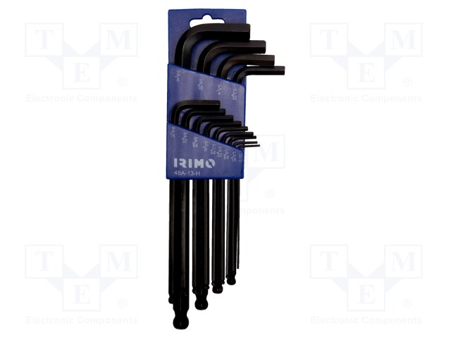 Wrenches set; inch,hex key,spherical; blackened keys; 13pcs.