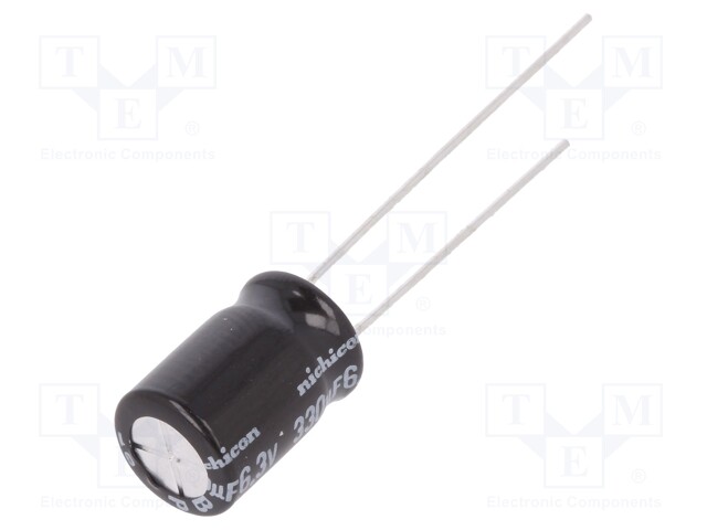 Capacitor: electrolytic; bipolar; THT; 330uF; 6.3VDC; Ø8x11.5mm