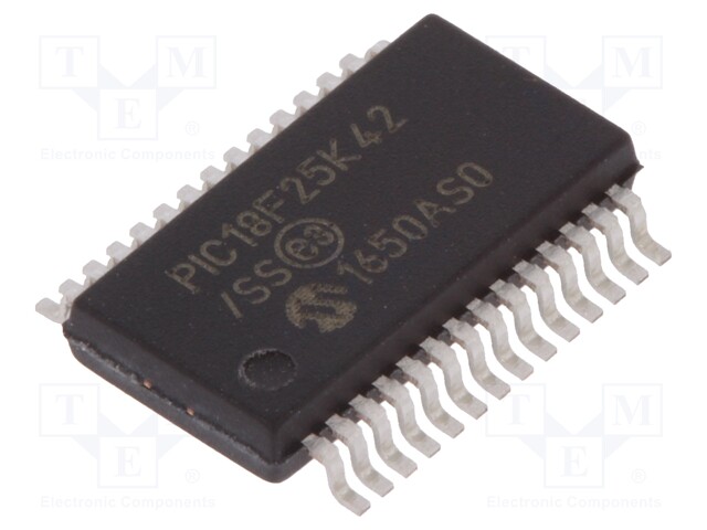 PIC microcontroller; Memory: 32kB; SRAM: 2048B; EEPROM: 256B; SMD