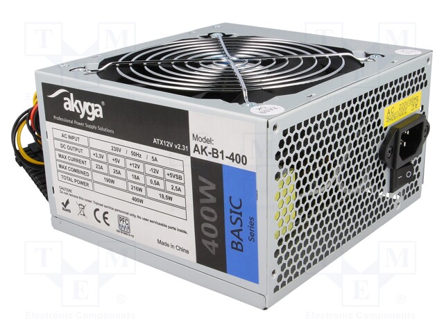 Power supply: computer; ATX; 400W; Features: fan 12cm