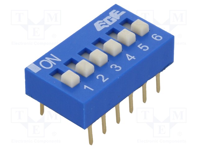 Switch: DIP-SWITCH; Poles number: 6; ON-OFF; 0.025A/24VDC; Pos: 2