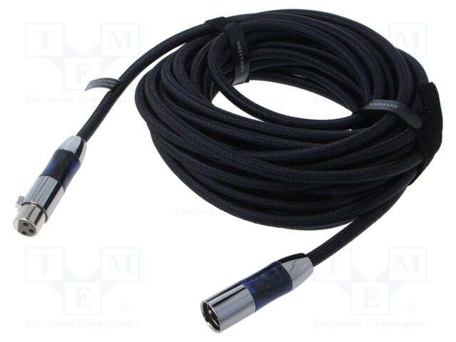 Cable; XLR male 3pin,XLR female 3pin; 10m; black; textile