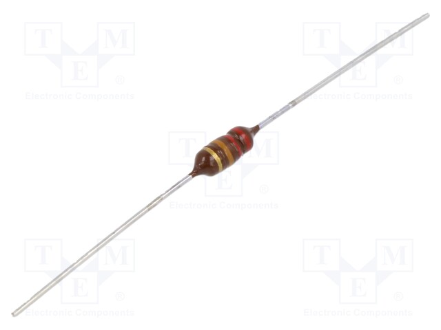 Inductor: axial; THT; 220uH; 250mA; 3.3Ω; Ø4x9.2mm; ±5%; 3.7MHz; Q: 70