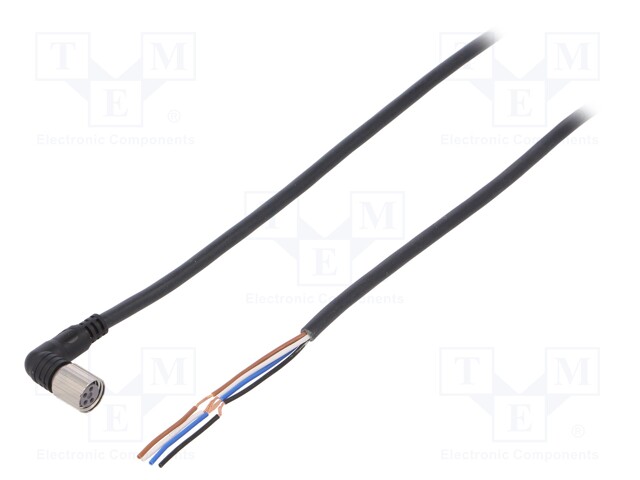 Connection lead; M8; PIN: 4; angled; 2m; plug; 1A; -25÷70°C; IP67