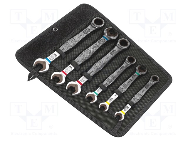 Wrenches set; combination spanner,with ratchet; Pcs: 6