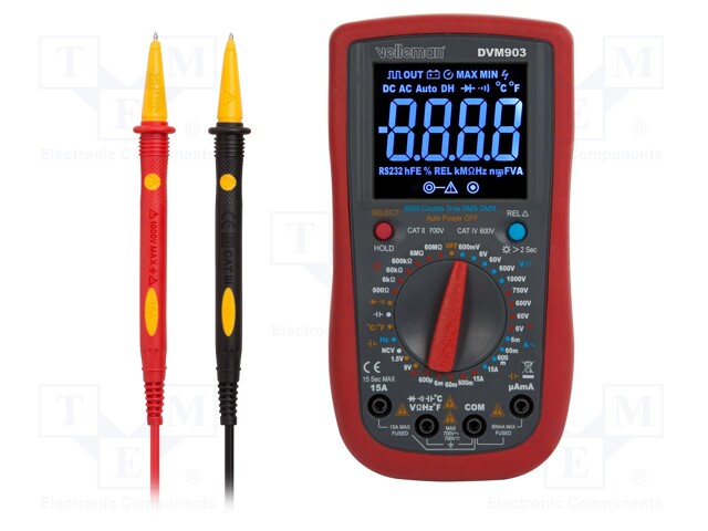 Digital multimeter; LCD 3,5 digit (6000); VAC: 6V,60V,600V,700V