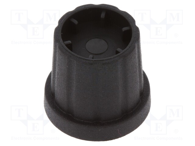 Knob; with flange; plastic; Shaft d: 6.35mm; Ø16.5x19.2mm; black