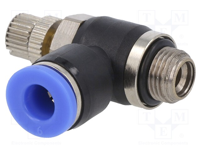 Throttle-check valve; -0.95÷15bar; nickel plated brass,PBT