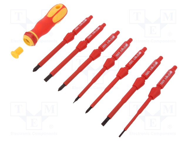 Screwdrivers; Pcs: 9; 7pcs; Phillips,flat; insulated; 1kVAC