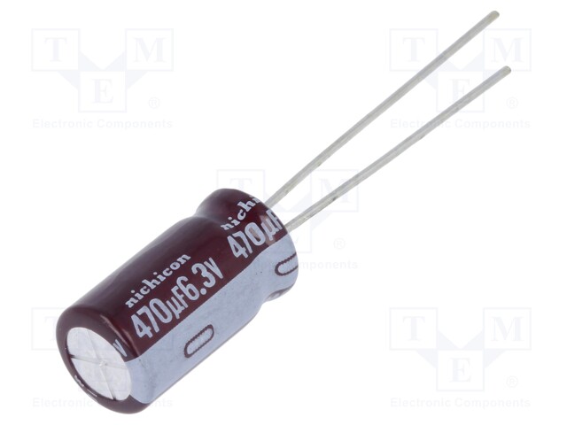 Capacitor: electrolytic; low impedance; THT; 470uF; 6.3VDC; ±20%