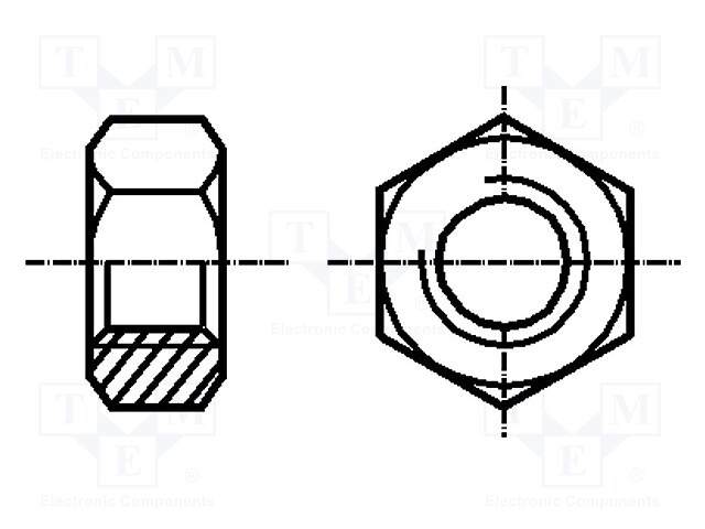 Nut; hexagonal; M4; steel; Plating: black finish; H: 3.2mm; 7mm