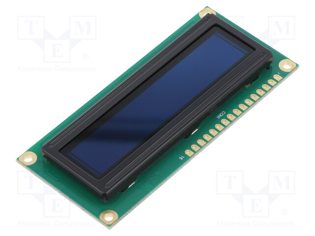 Display: OLED; alphanumeric; 16x1; Dim: 80x36x10mm; green; PIN: 16