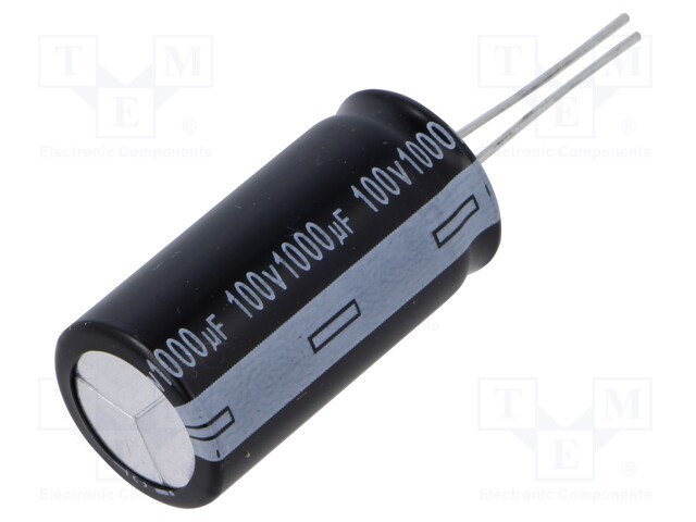 Capacitor: electrolytic; THT; 1000uF; 100VDC; Ø18x35mm; ±20%; 2000h