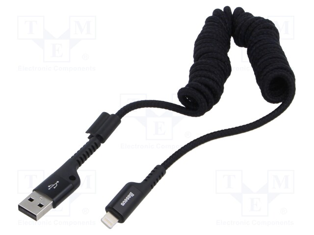 Cable; spring,USB 2.0; Apple Lightning plug,USB A socket; 1m