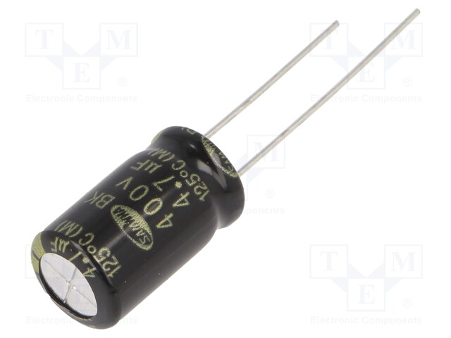 Capacitor: electrolytic; THT; 4.7uF; 400VDC; Ø10x16mm; ±20%; 5000h