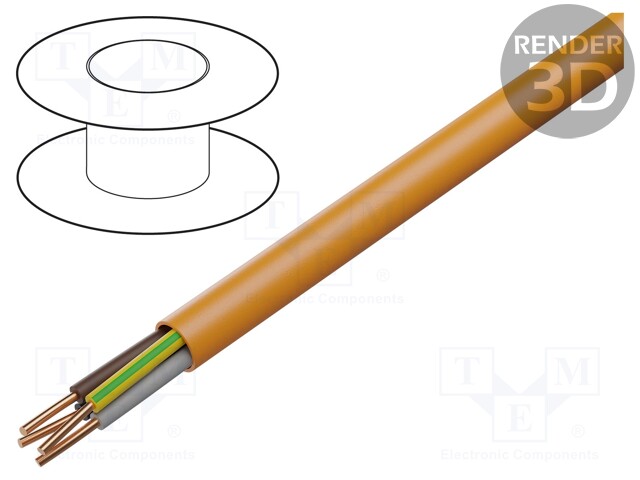 Wire; BiTflamme 1000; solid; Cu; 5G1,5mm2; LSZH; orange; 0.6/1kV