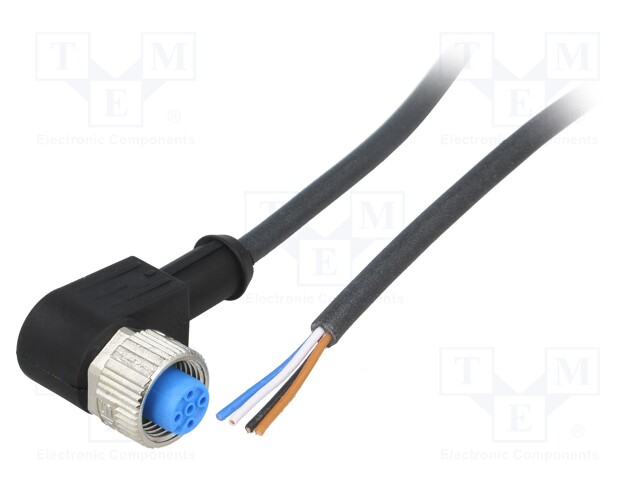 Connection lead; M12; PIN: 4; angled; 10m; plug; 250VAC; 4A; -40÷80°C