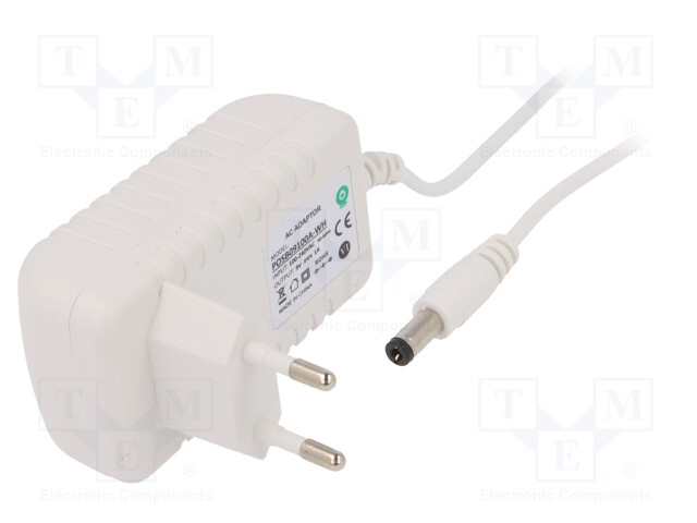 Power supply: switched-mode; 9VDC; 1A; Out: 5,5/2,1; 9W; Plug: EU