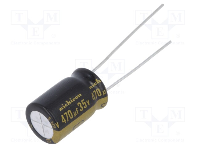 Capacitor: electrolytic; THT; 470uF; 35VDC; Ø10x16mm; Pitch: 5mm