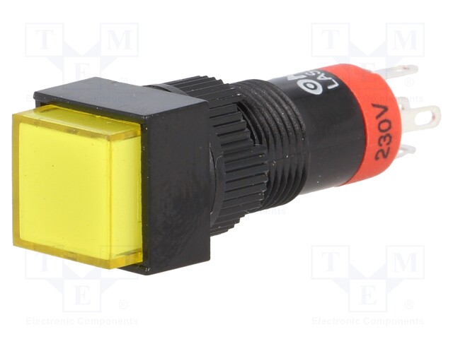 Switch: push-button; Pos: 2; SPDT; 0.5A/250VAC; 1A/24VDC; yellow