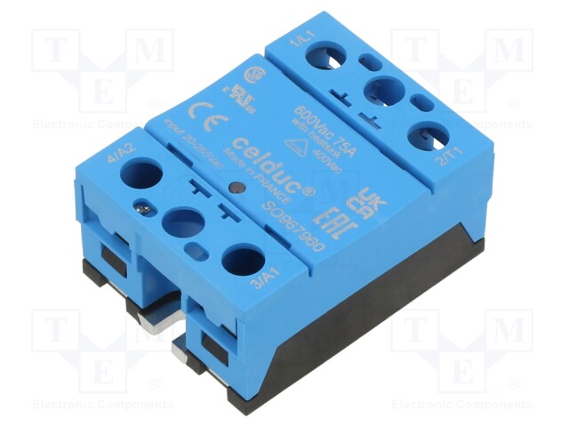 Relay: solid state; Ucntrl: 20÷265VAC; 75A; 24÷600VAC; -55÷100°C