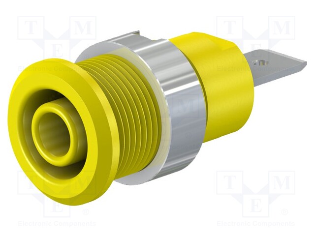 Socket; 4mm banana; 32A; 1kV; Cutout: Ø12.2mm; yellow; insulated