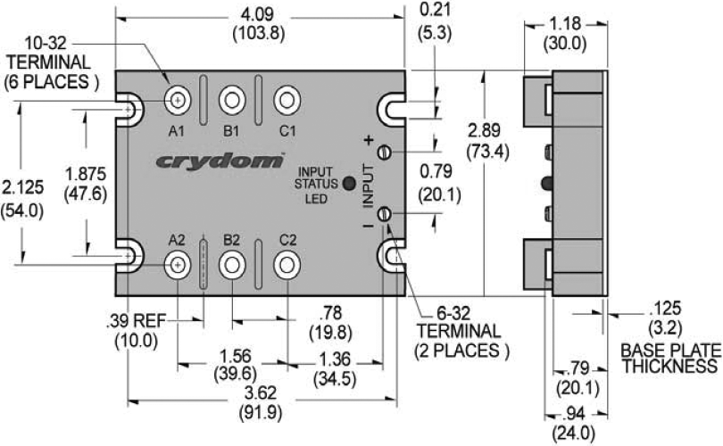 Relay: solid state; Ucntrl: 4÷32VDC; 50A; 48÷530VAC; 3-phase; IP00