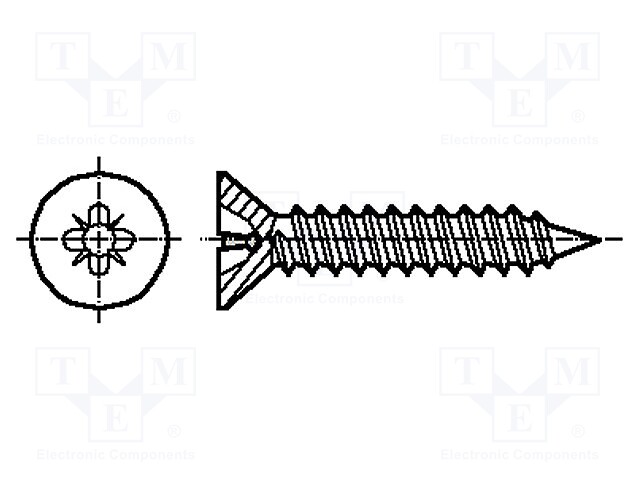 Screw; for metal; 2,2x16; Head: countersunk; Pozidriv; zinc