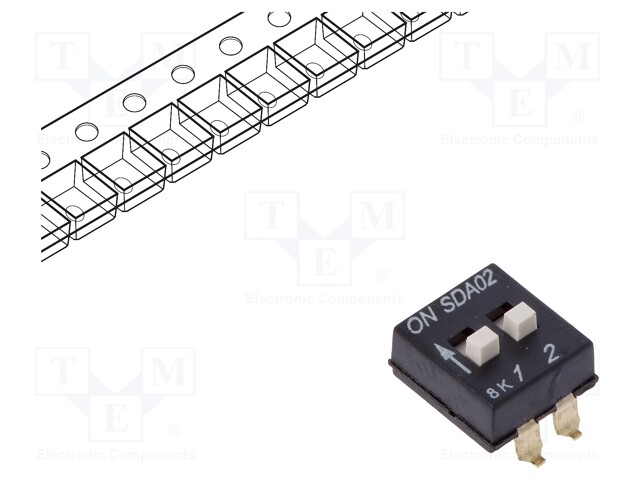 Switch: DIP-SWITCH; Poles number: 2; ON-OFF; 0.025A/24VDC; Pos: 2