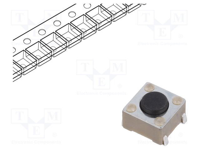 SWITCH, TACTILE, SPST, 50mA, SMD J-HOOK