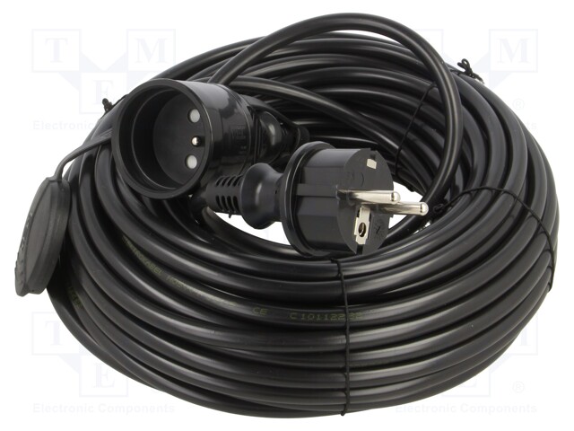 Extension lead; Sockets: 1; PVC; black; 3x1,5mm2; 20m; 16A; STANDARD