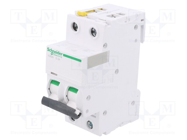 Circuit breaker; 400VAC; Inom: 2A; Poles: 2; DIN; Charact: D; 6kA