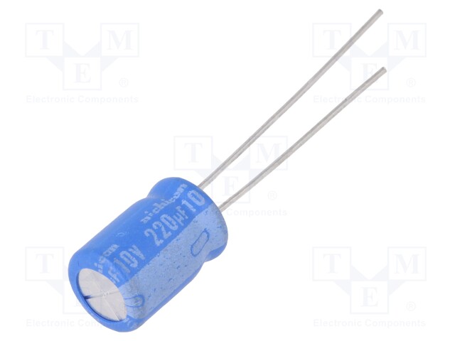 Capacitor: electrolytic; THT; 220uF; 10VDC; Ø8x11.5mm; Pitch: 3.5mm