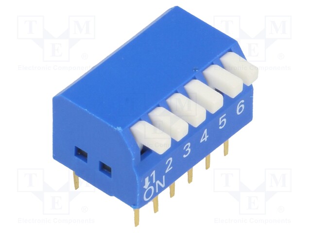 Switch: DIP-SWITCH; Poles number: 6; ON-OFF; 0.05A/12VDC; Pos: 2