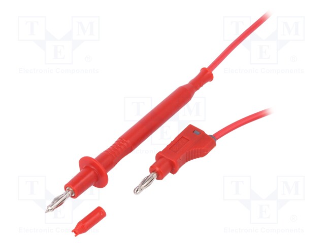 Test lead; 1m; red; 20A; 60VDC; Ø: 4mm; Cond.cross sec: 1mm2