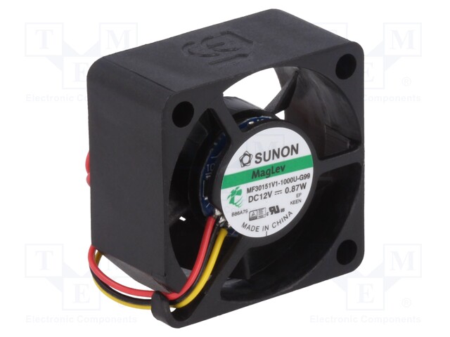 Fan: DC; axial; 12VDC; 30x30x15mm; 10.14m3/h; 27dBA; Vapo; 9500rpm