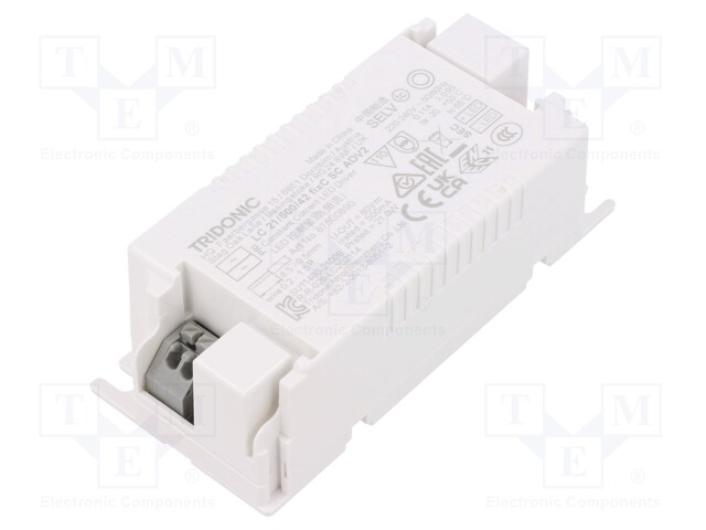 Power supply: switched-mode; LED; 21W; 30÷42VDC; 500mA; 198÷264VAC