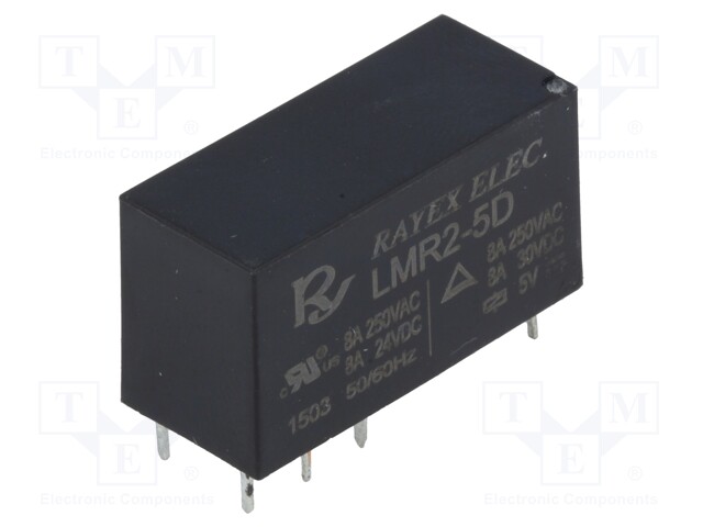 Relay: electromagnetic; DPDT; Ucoil: 5VDC; 5A/250VAC; 5A/30VDC